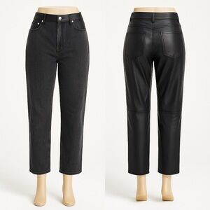 Abercrombie & Fitch Curve Love Faux Leather + Denim Jeans (Size 30 / 10 short)